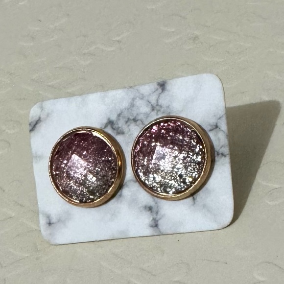❄️ SALE! Sparkly Pink & Silvery Glitter Studs - Picture 6 of 11